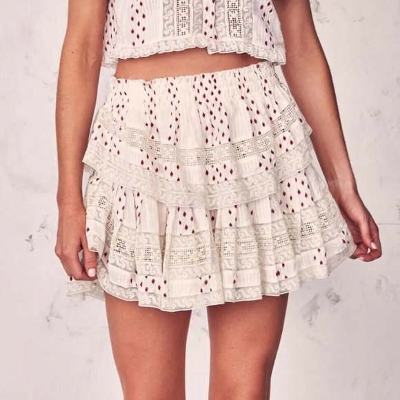 Loveshackfancy Ikat ruffle mini skirt XS - Picture 1 of 10